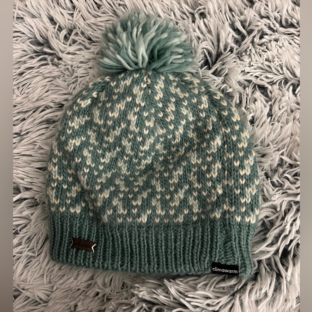 adidas Green and Cream Knit Pom Beanie